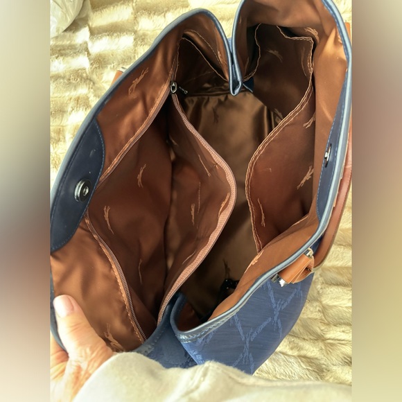 Longchamp Vintage Blue Jacquard Canvas Bag. Includes dust bag.Purchased from NM. - Picture 6 of 9